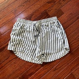 White and blue pinstripe shorts